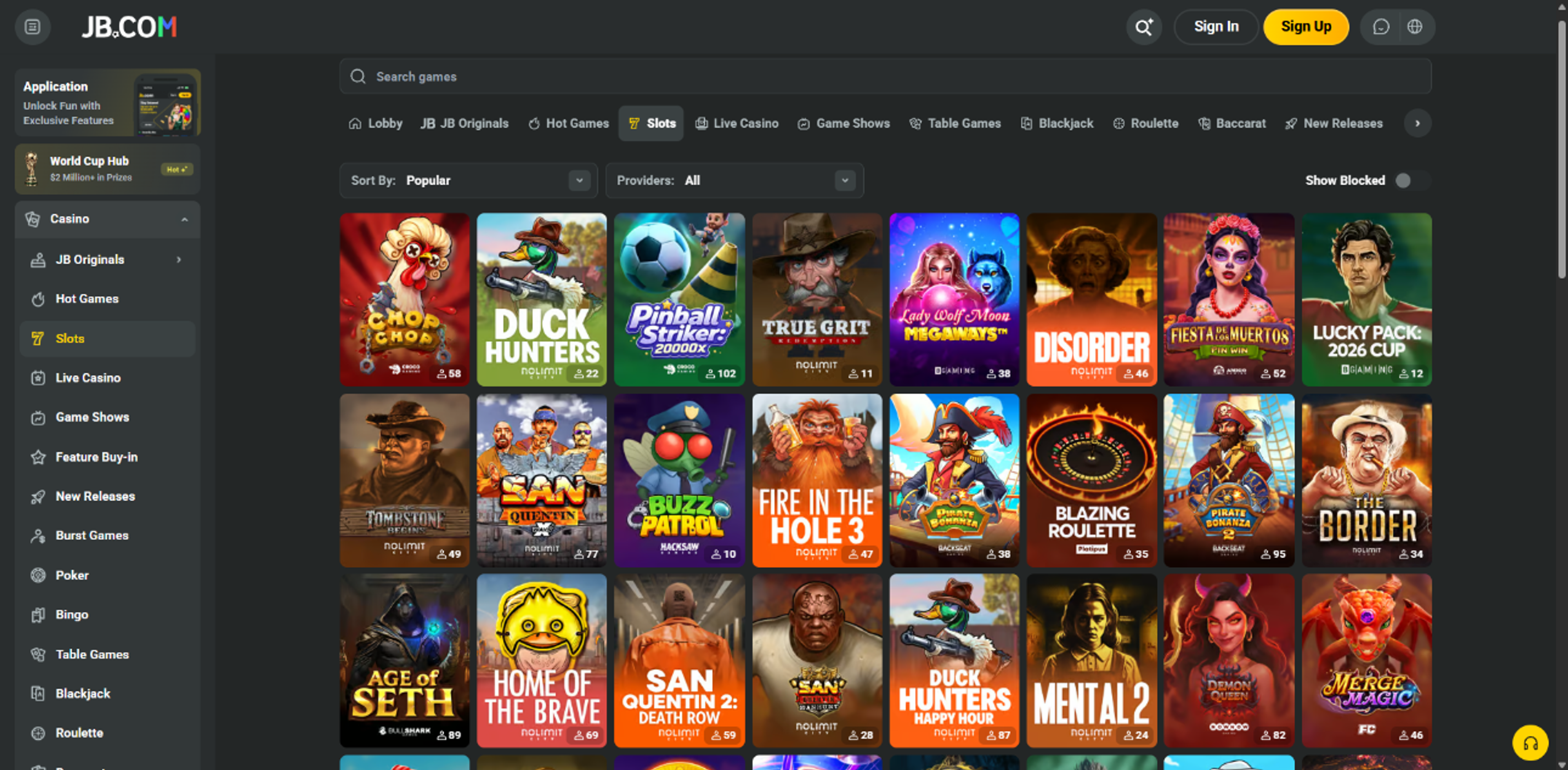 JB Casino desktop screenshot 2